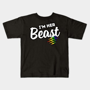 Lgbt Pride Rainbow Couples For Lesbians Im Her Beast Beauty Kids T-Shirt